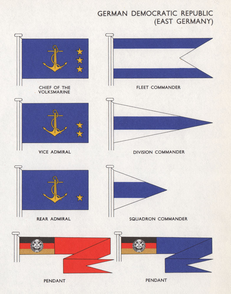 GDR/EAST GERMANY FLAGS Volksmarine chief Fleet Commander Admiral Pendant 1958